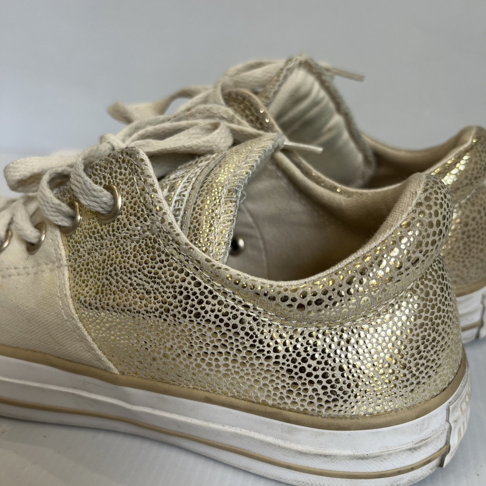 Converse Chuck Taylor All Star Madison Metallic Gold Off White Canvas Shoes Sz 8 - Picture 12 of 14